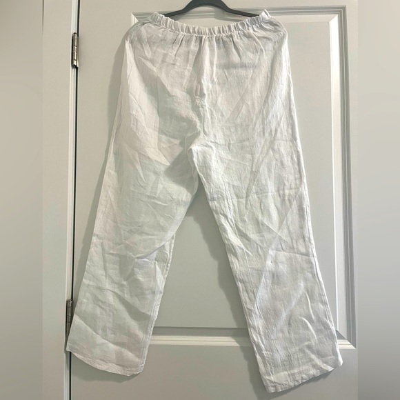 FRANCESCA BETTINI  Italy 100% Linen Elastic Waist Pants Size Medium - Picture 4 of 12